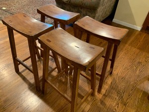 lot 113 image: Set of Four Wood Barstools