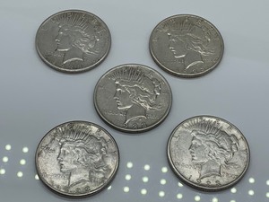 lot 157 image: Five Peace Dollars -1923