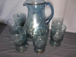 lot 79 image: Etched Pitcher & Glasses