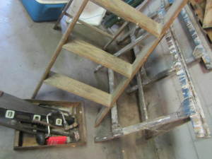 lot 147 image: Ladder, Sawhorses, Wood working