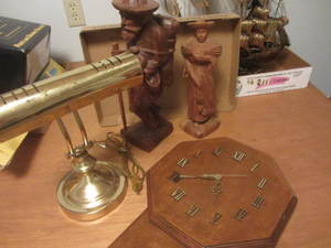 lot 212 image: Wall Clock, Desk Lamp