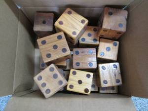 lot 413 image: Box of Wooden Handmade Dice See Ph...