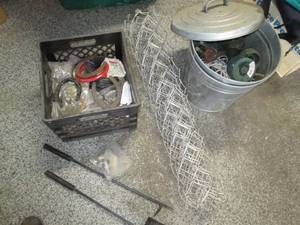 lot 448 image: Hard Plastic Tote full of cords, ha...