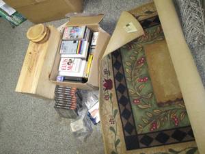 lot 460 image: Large Lot of DVDs Tapes, Wood Slat...