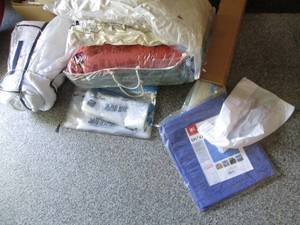 lot 703 image: Tarp in Packaging, Blankets in Spac...
