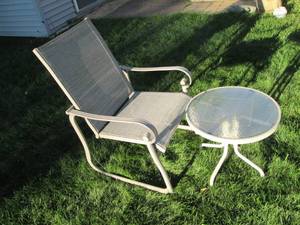 lot 13 image: Patio Chair & Table With Glass...