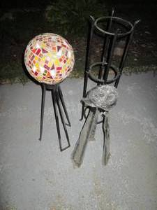 lot 754 image: (3) Steel Stands, (1) With Decorati...