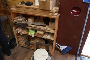lot 388 image: Assorted wood  and wood shelf ...