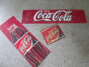 lot 251 image: (3) Plexi Glass Coca-Cola Signs Gr...