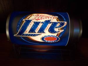 lot 71 image: Miller Lite Lighted Barrel On Plexi...