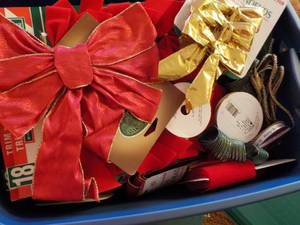 lot 94 image: Christmas Ribbons and Bows in a Cov...
