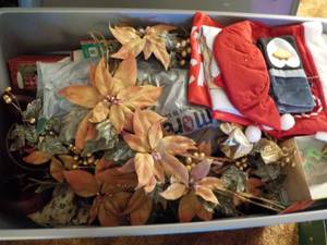lot 97 image: 45 Covered Tote filled with Christm...