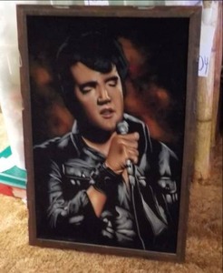 lot 109 image: 26 x 38 Elvis Velvet Framed Picture...