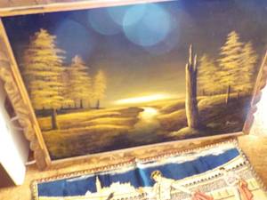 lot 180 image: Velvet Picture and Velvet Wall Hang...