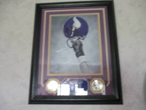 lot 206 image: MN Vikings Framed Medallions and Ph...