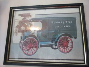 lot 215 image: 4 Metal Car Framed Wall Dcor and ...