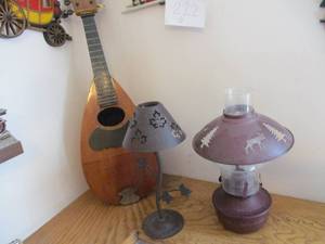 lot 224 image: Decorative Mandolin, Lamp and lantern...