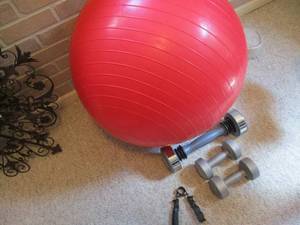 lot 228 image: Exercise Lot - exercise ball and St...