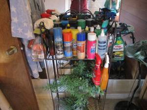 lot 233 image: Cleaning Supplies and Fake Plants...