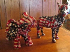 lot 249 image: American Flag Elephant and Donkey S...