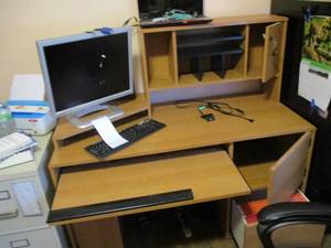 lot 551 image: Desk with Cubbies Pull Out Table, D...