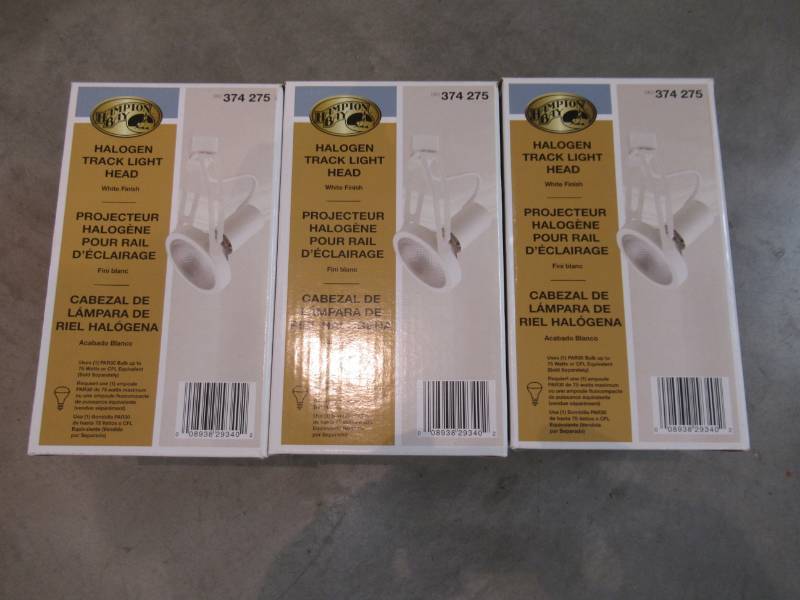 lot 27 image: (3 Pack) Hampton Bay 75-Watt PAR30 Perforated Double Arm Gimbal Fixture EC934WH