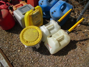 lot 94 image: Gas & Water Jugs, Bait Buckets
