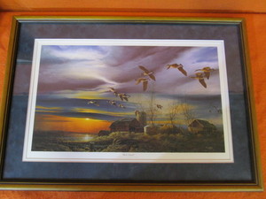 lot 42 image: Terry Redlin Print 16x23 & Original Western Painting 20x24