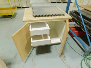 lot 319 image: Wood Cabinet with Storage  Floor Mats