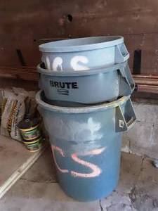 3-Grey Plastic Garbage Cans