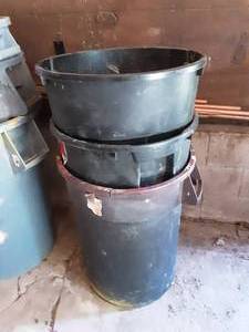 3-Black Plastic Garbage Cans