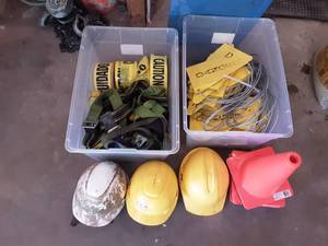 Danger Barriers, Cones, Hard Hats, Caution Tape, Safety Harnesses
