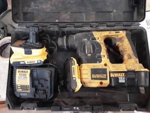 Dewalt SDS Hammer Drill With 2-20 Volt Batteries, 1-18 Volt Battery & Charger