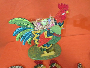 Hand Painted Chicken & Eggs, Chickens made with Seeds