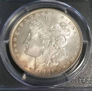 1897 MORGAN SILVER DOLLAR MS65 PCGS NICELY TONED
