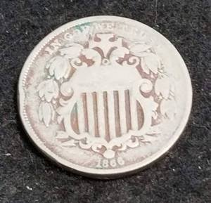 1866 with rays SHIELD NICKEL