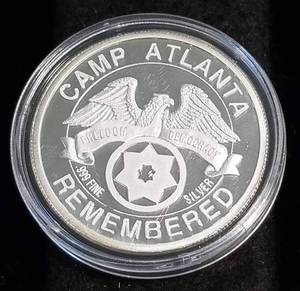 1 TROY OZ. .999 FINE SILVER WWII CAMP ATLANTA NEBRASKA 50TH ANNIVERSARY IN AIRTITE