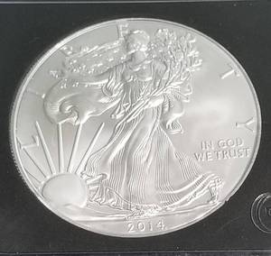 2014 AMERICAN SILVER EAGLE 1 TROY OZ. .999 FINE SILVER BLACK SLAB