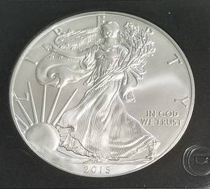 2015 AMERICAN SILVER EAGLE 1 TROY OZ. .999 FINE SILVER BLACK SLAB