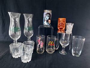 lot 100 image: Lot of 11 Vintage Glasses including 1977 Star Wars Coca Cola Burger King Glass, McDonalds Captain Crook and more