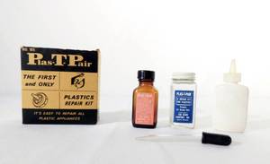 lot 30 image: Vintage Plas-T-Pair The First and Only Plastics Repair Kit made by Rawn Co Inc of Spooner, WI