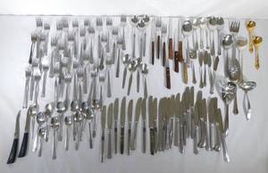 lot 93 image: Lot of 100 Silverware & Hostess Pieces