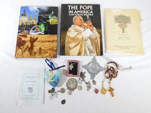 lot 133 image: Lot of Vintage Religious Books, Medals and more