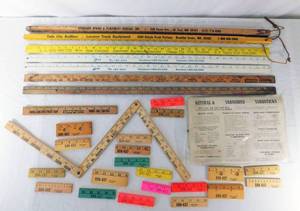 lot 156 image: Lot of Vintage Salesman Sample Yardsticks and Advertising Yardsticks