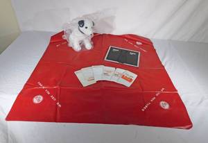 lot 28 image: Vintage RCA Service Repairmans Mat, New Stuffed RCA Nipper, Mirror with RCA Advertising and RCA Pocket Protectors