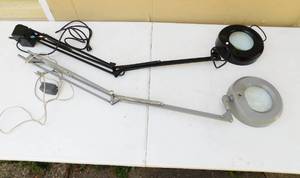 lot 117 image: Lot of 2 Vintage Industrial Magnifying Lamps