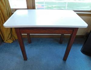 lot 72 image: Antique Tin Top Wood Table