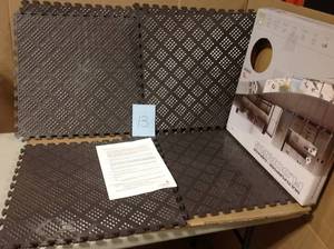 lot 13 image: 18 in. x 18 in. Garage Flooring Tile, Raised Diamond Pattern, Metallic(6-Pieces) in good condition