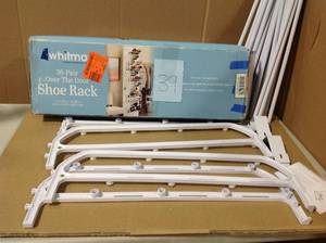 lot 39 image: Whitmor 36-Pair Over the Door Shoe Rack in White in good condition