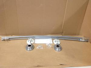 lot 63 image: 72 Dual Mount Curved Steel Shower Curtain Rod With Tiered End Cap in good condition
